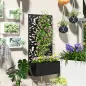 Jardinera Elevada con Panel de Privacidad de Hojas Decorativas de Metal y Opción de Montaje en Pared 61x23x113 cm Negro