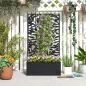 Jardinera Elevada con Panel de Privacidad de Hojas Decorativas de Metal y Opción de Montaje en Pared 61x23x113 cm Negro