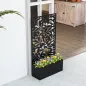 Jardinera Elevada con Panel de Privacidad de Hojas Decorativas de Metal y Opción de Montaje en Pared 61x23x113 cm Negro