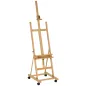 Caballete de Pintura Plegable de Madera 238 cm con Ruedas Altura Ajustable Bandeja Natural