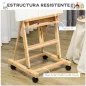 Caballete de Pintura Plegable de Madera 238 cm con Ruedas Altura Ajustable Bandeja Natural