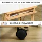 Caballete de Pintura Plegable de Madera 238 cm con Ruedas Altura Ajustable Bandeja Natural