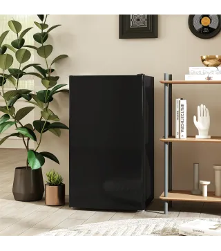 Nevera Pequeña con Congelador 91L Silenciosa Puerta Reversible Temperatura Regulable y Estantes Ajustables Negro