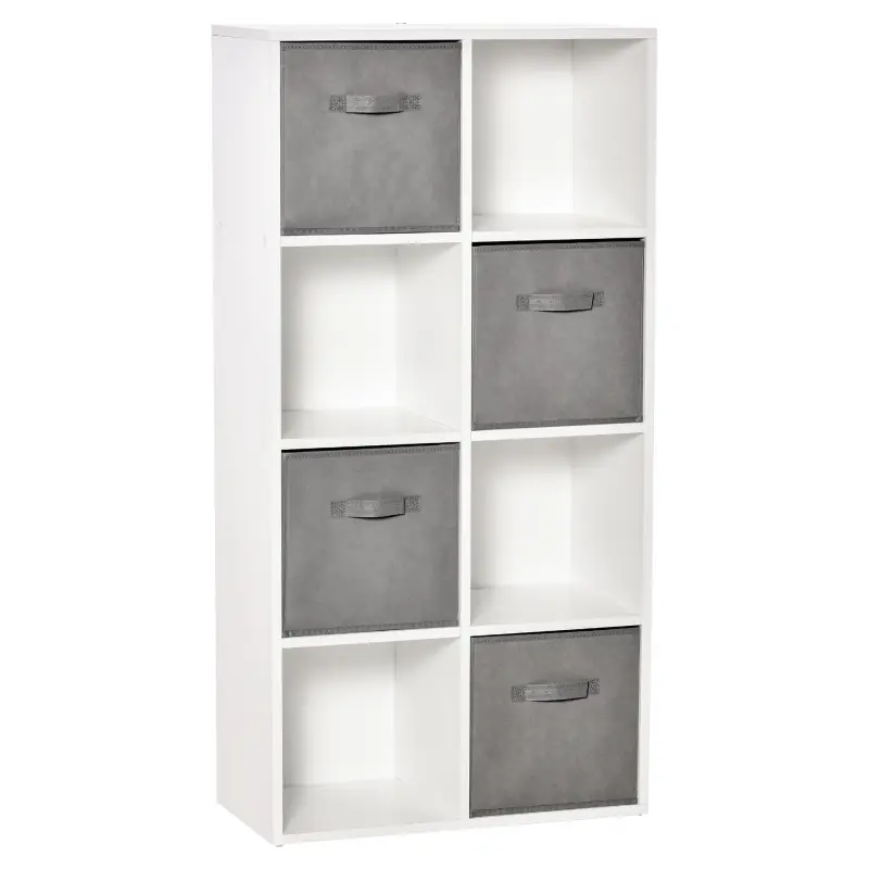 Estantería para Libros de 8 Cubos Librería Modular con 4 Cajones Extraíbles de Tela no Tejida para Oficina Estudio Dormitorio 61