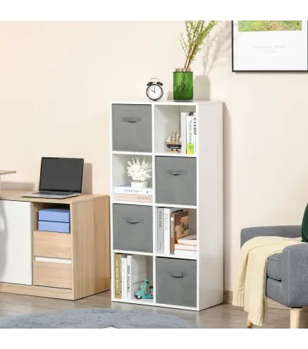 Estantería para Libros de 8 Cubos Librería Modular con 4 Cajones Extraíbles de Tela no Tejida para Oficina Estudio Dormitorio 61