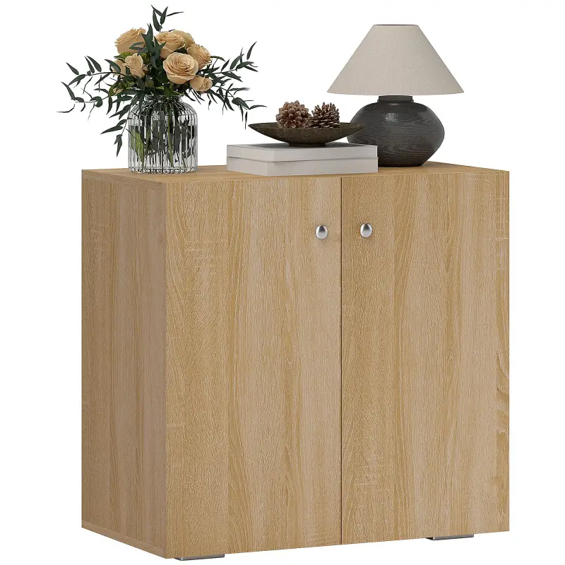 Aparador de Salón con 2 Puertas Armario Auxiliar con 2 Estantes para Libros Ropa Juguetes Estilo Moderno 70x39x70 cm Madera Natu
