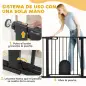 Barrera de Seguridad para Perros Mascotas 75-103 cm para Escaleras y Puertas con 2 Extensiones Cierre Automático y Siste