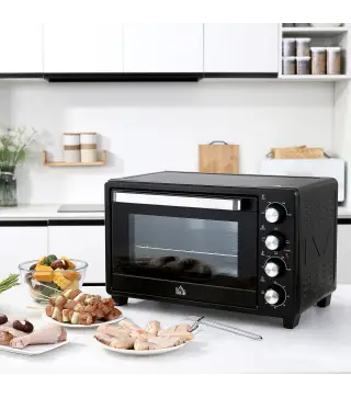 Horno Eléctrico de Sobremesa 32L 1600W con 3 Modos de Calor Temporizador y Temperatura Regulable 52,2x38,1x33,5 cm Negro