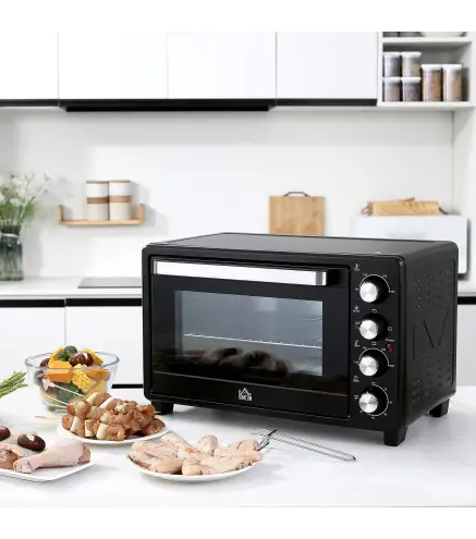 Horno Eléctrico de Sobremesa 32L 1600W con 3 Modos de Calor Temporizador y Temperatura Regulable 52,2x38,1x33,5 cm Negro