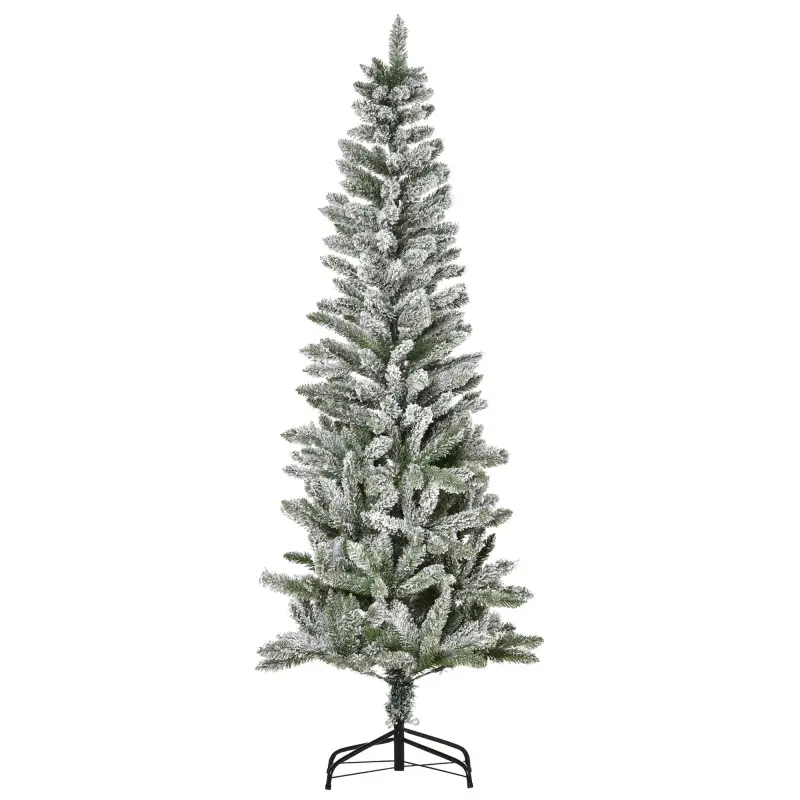Árbol de Navidad Nevado Artificial 180 cm con 394 Ramas Ignífugas de PVC Apertura Automática Base Plegable y Soporte de Acero De