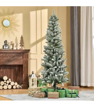 Árbol de Navidad Nevado Artificial 180 cm con 394 Ramas Ignífugas de PVC Apertura Automática Base Plegable y Soporte de Acero De