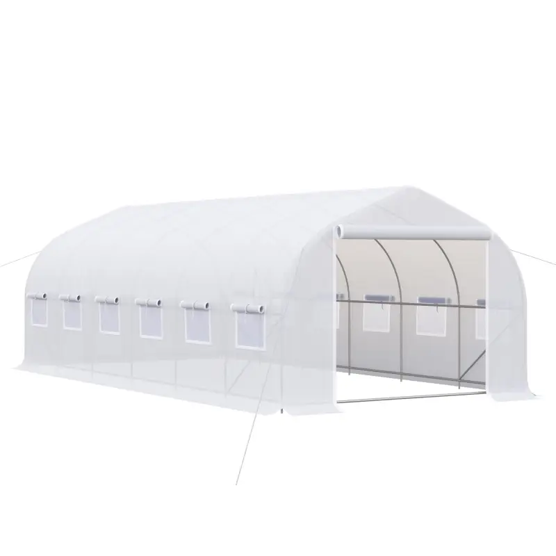 Invernadero de Exterior Invernadero de Túnel 6x3x2 m Invernadero de Jardín Grande con 12 Ventanas y Puerta Enrollable con Cremal