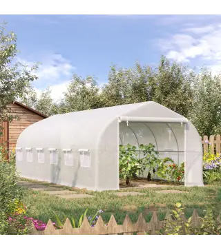 Invernadero de Exterior Invernadero de Túnel 6x3x2 m Invernadero de Jardín Grande con 12 Ventanas y Puerta Enrollable con Cremal