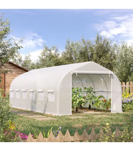 Invernadero de Exterior Invernadero de Túnel 6x3x2 m Invernadero de Jardín Grande con 12 Ventanas y Puerta Enrollable con Cremal