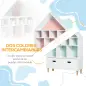 Estantería de Madera Infantil Forma de Casa Librería para Niños con 8 Compartimentos Abiertos y Cajón de 2 Colores 82x30x126 cm