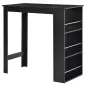 Mesa Alta de Bar, Mesa de Cocina con 3 Estantes Laterales, Estilo Moderno, para Comedor, Salón, 112x57x106 cm, Negro