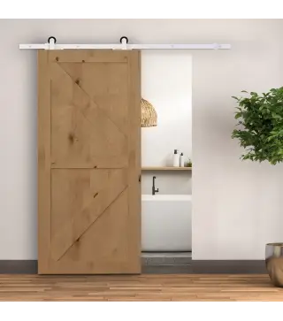 183 cm Herraje para Puerta Corredera Kit de Accesorios para Puerta Corrediza de Madera con Guía de Suelo Riel de Acero al Carbon