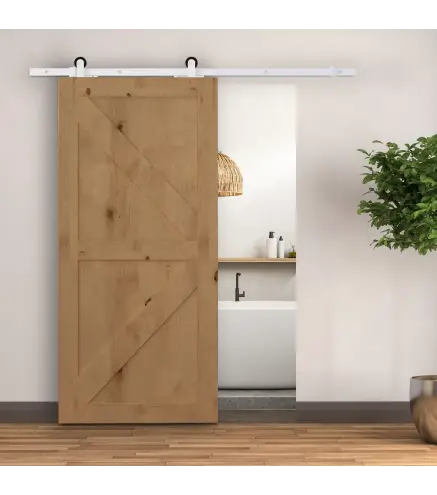 183 cm Herraje para Puerta Corredera Kit de Accesorios para Puerta Corrediza de Madera con Guía de Suelo Riel de Acero a