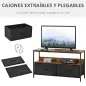 Mueble de TV, Mesa de TV con Estante y 2 Cajones de Tela Plegables, para Televisores hasta 47 Pulgadas, Largo de 98 cm, para Sal
