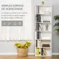 Estantería Librería Armario de Libros con 4 Compartimentos Abiertos y 2 Puertas para Salón Oficina 59x29x180 cm Blanco