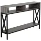 Mesa Consola Estilo Industrial Vintage con 3 Estantes y Marco Metálico para Entrada Pasillo 120x23,5x75 cm Gris y Negro Mesa Consola Estilo Industrial Vintage con 3 Estantes y Marco Metálico para Entrada Pasillo 120x23,5x75 cm Gris y Negro