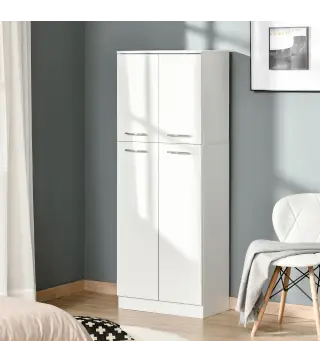 Armario Alto de 2 Puertas Mueble Auxiliar de Almacenaje Multifuncional con 5 Estantes y Baldas Ajustables Moderno para S