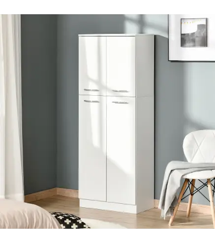 Armario Alto de 2 Puertas Mueble Auxiliar de Almacenaje Multifuncional con 5 Estantes y Baldas Ajustables Moderno para Salón Dor