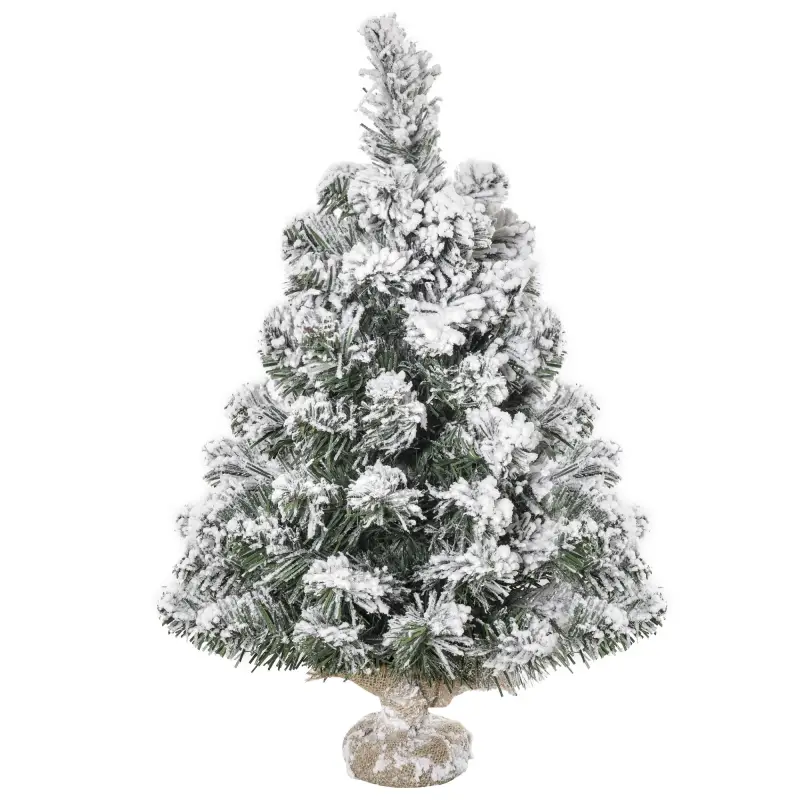 Árbol de Navidad Artificial 60 cm con 67 Ramas Ignífugas y Base de Cemento Decoración Navideña para Mesa Escritorio Oficina Ø32x
