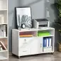 Mueble Auxiliar de Oficina Mueble Archivador con Ruedas Estantes y Cajones Armario Multiusos con Gran Almacenaje 100x35x65 cm Bl