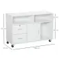 Mueble Auxiliar de Oficina Mueble Archivador con Ruedas Estantes y Cajones Armario Multiusos con Gran Almacenaje 100x35x65 cm Bl