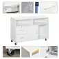 Mueble Auxiliar de Oficina Mueble Archivador con Ruedas Estantes y Cajones Armario Multiusos con Gran Almacenaje 100x35x65 cm Bl