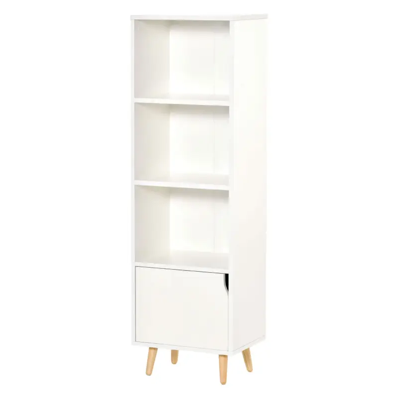 Estantería para Libros con 3 Estantes Abiertos Cajón Librería Moderno para Almacenamiento Juguetes 40x30x129,5 cm Blanco