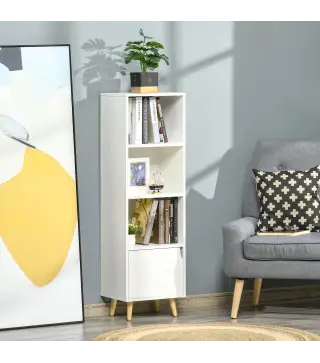 Estantería para Libros con 3 Estantes Abiertos Cajón Librería Moderno para Almacenamiento Juguetes 40x30x129,5 cm Blanco