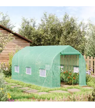 Invernadero de Jardín 4x2x2 m Invernadero de Túnel con 6 Ventanas Transpirables y Puerta Enrollable Verduras Verde