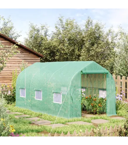 Invernadero de Jardín 4x2x2 m Invernadero de Túnel con 6 Ventanas Transpirables y Puerta Enrollable Verduras Verde