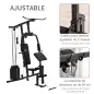 Multiestación Máquina de Musculación con Estribo para Piernas Poleas y Placas de Peso de 45 kg para Entrenamiento Fitness en Hog