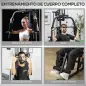 Multiestación Máquina de Musculación con Estribo para Piernas Poleas y Placas de Peso de 45 kg para Entrenamiento Fitness en Hog