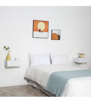 Juego de 2 Mesitas de Noche Flotantes con Cajón, Mesillas de Noche Dormitorio, Montado en la Pared, Estilo Moderno, para Sala de
