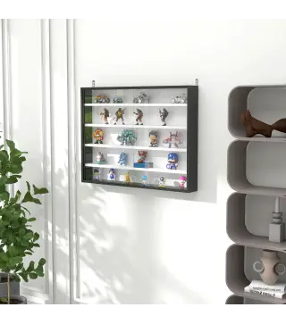 Vitrina Expositora para Colecciones de 5 Niveles, Vitrina de Pared, con Estantes Ajustables y 2 Puertas Correderas de Vidrio, pa