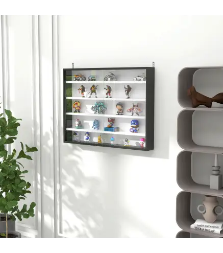 Vitrina Expositora Vitrina de Pared con Estantes Ajustables y 2 Puertas Correderas de Vidrio para Colecciones Perfumes F