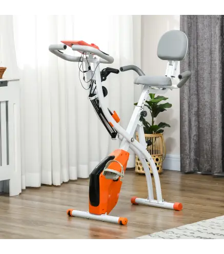 Bicicleta Estatica Plegable 3 en 1 con Respaldo y 8 Niveles Resistencia Magnética Bicicleta Estatica en Casa Ajustable con Monit