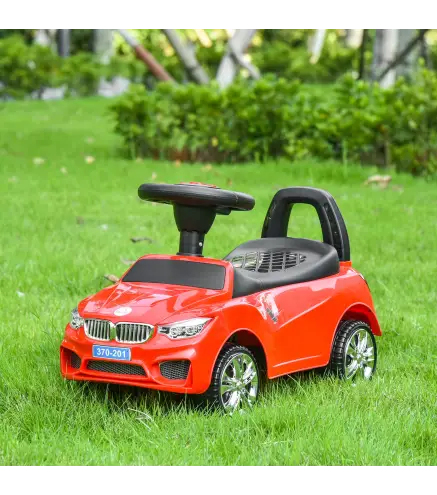 Coche Correpasillos para Ninos de 18-36 Meses con Faros Musica Bocina Volante Espacio de Almacenaje y Asa Rojo