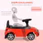 Coche Correpasillos para Niños de 18-36 Meses con Faros Música Bocina Volante Espacio de Almacenaje y Asa Rojo