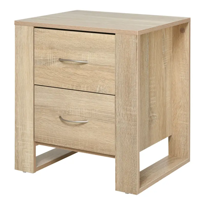Mesita de Noche con 2 Cajones Patas y Base Elevada para Dormitorio Mesa Lateral para Sala de Estar Estilo Moderno 48x39x54 cm Na Mesita de Noche con 2 Cajones Patas y Base Elevada para Dormitorio Mesa Lateral para Sala de Estar Estilo Moderno 48x39x54 cm Na