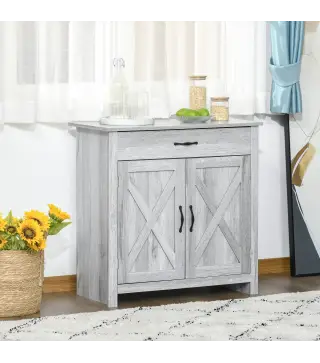 Aparador de Cocina Buffet para Salón con 1 Cajón 2 Puertas y Estante Interior Ajustable Mueble Auxiliar Decorativo para Comedor