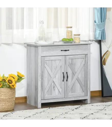 Aparador de Cocina Buffet para Salón con 1 Cajón 2 Puertas y Estante Interior Ajustable Mueble Auxiliar Decorativo para Comedor