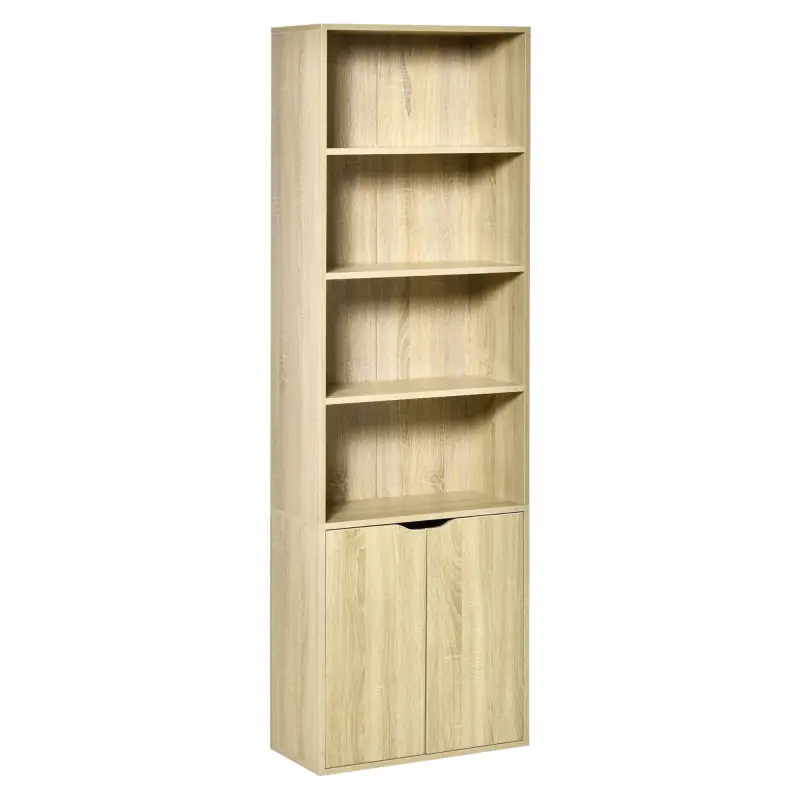 Estantería Librería Armario de Libros con 4 Compartimentos Abiertos y 2 Puertas para Salón Oficina 59x29x180 cm Natural Estantería Librería Armario de Libros con 4 Compartimentos Abiertos y 2 Puertas para Salón Oficina 59x29x180 cm Natural