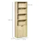 Estantería Librería Armario de Libros con 4 Compartimentos Abiertos y 2 Puertas para Salón Oficina 59x29x180 cm Natural