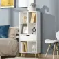 Estantería para Libros con 1 Cajón y Patas de Madera 6 Compartimentos Abiertos de Almacenaje 50x29,5x120 cm Blanco