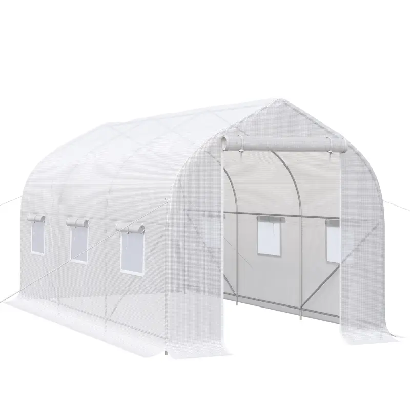 Invernadero de Jardín 4x2x2 m Tipo Túnel con 6 Ventanas Transpirables y Puerta Enrollable con Cremallera Huerto para Cultivo Pla